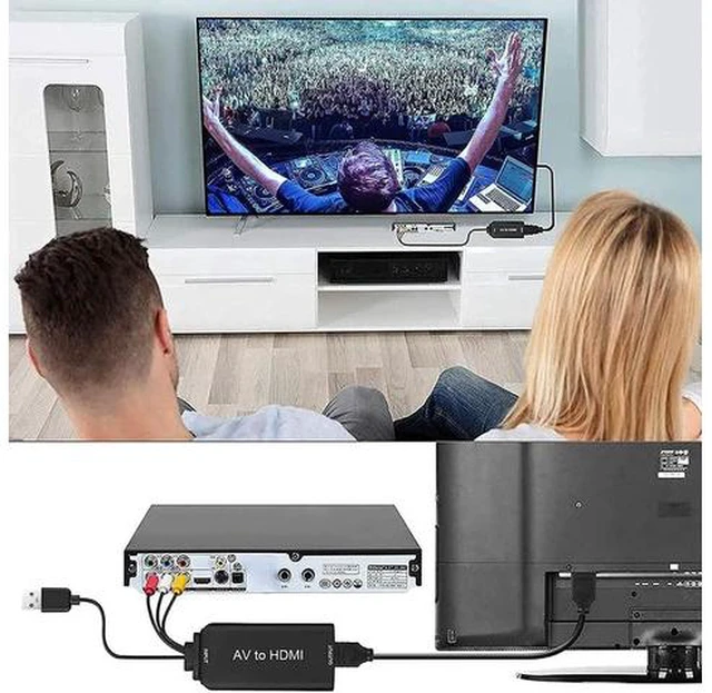 Alt view image 5 of 6 - RCA to HDMI 1080P RCA Composite CVBS AV to HDMI Video Audio Converter Adapter with USB Charge Cable Compatible with PC Laptop Xbox PS4 PS3 TV STB VHS VCR Camera DVD