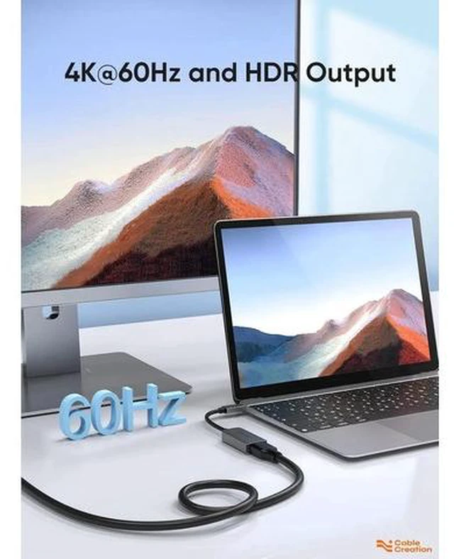 Alt view image 4 of 6 - USB C to HDMI Adapter for Home Office 4K@60Hz HDR Type C Male to hdmi Female Adapter Thunderbolt 3 Compatible for MacBook/Pro/Air iPad Pro Surface Book 2 Galaxy S22/S20 Aluminum