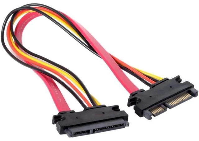 Main image of NGFF Red Color SATA III 3.0 7+15 22 Pin SATA Male to Female Data Power Extension Cable 30cm