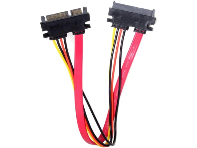 Alt view image 3 of 7 - NGFF Red Color SATA III 3.0 7+15 22 Pin SATA Male to Female Data Power Extension Cable 30cm