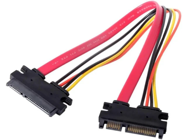Alt view image 7 of 7 - NGFF Red Color SATA III 3.0 7+15 22 Pin SATA Male to Female Data Power Extension Cable 30cm