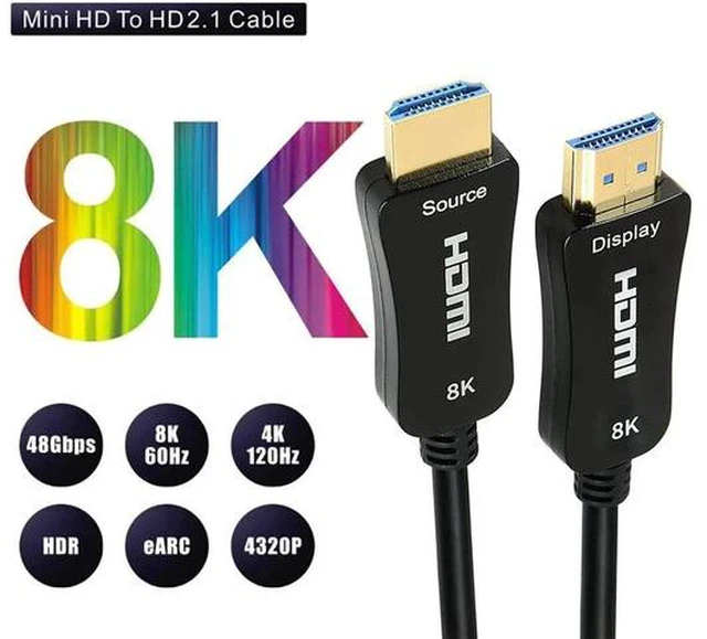 Main image of Certified 8K Fiber Optical HDMI 2.1 Cable Ultra High Speed HDMI Cable 48Gbps 30feet HDR eARC HDCP2.2 2.3 Support 4K 120Hz 8K60Hz Compatible with PS5 Xbox TV Monitor PC