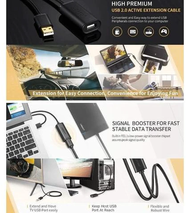 Alt view image 7 of 7 - USB Cable USB 2.0 Extension Cable - A-Male to A-Female USB Extender Cord 5000+ Bend Lifespan for Playstation, Xbox, Printer, Scanner, Camera, Keyboard, Hard Drive-30 Feet (10M)