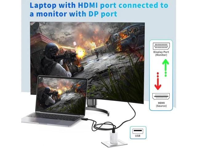 Alt view image 5 of 6 - HDMI to DisplayPort Cable 4K@60 Hz HDMI Source to DisplayPort Monitor 6 Feet HDMI to DP Cable for Laptop PS5 PS4 Pro PC to Monitor