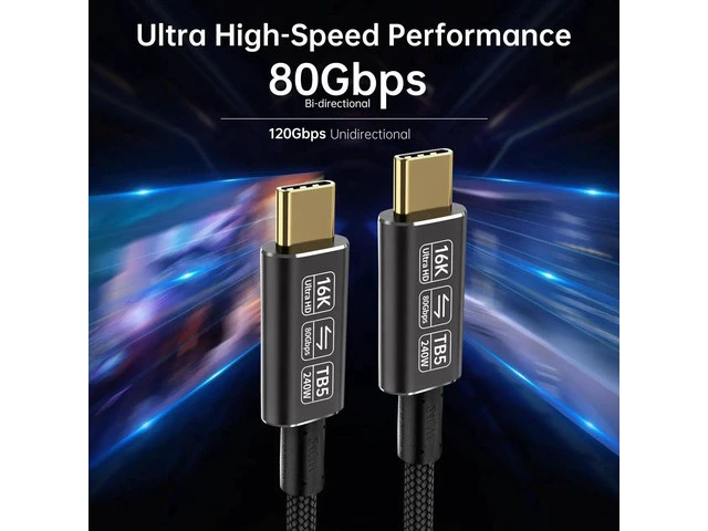 Alt view image 3 of 5 - usb c data transfer cable Compatible with Thunderbolt 5 cable,Thunderbolt 4/3,80 Gbps usb c data transfer cable, Supports 16K/Dual 8K usb c to usb c video cable, usb c to usb c for monitor 6.6FT