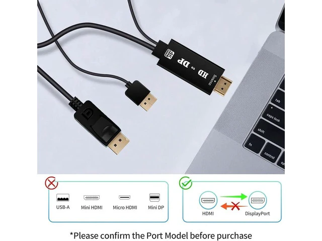 Alt view image 4 of 6 - HDMI to DisplayPort Cable 4K@60 Hz HDMI Source to DisplayPort Monitor 6 Feet HDMI to DP Cable for Laptop PS5 PS4 Pro PC to Monitor