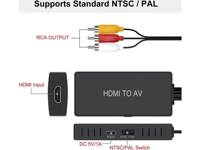 Alt view image 5 of 7 - HDMI to RCA Converter HDMI to Composite Video Audio Converter Adapter HDMI to AV Supports PAL/NTSC for PS4 Xbox Switch TV Stick Blu-Ray DVD Player