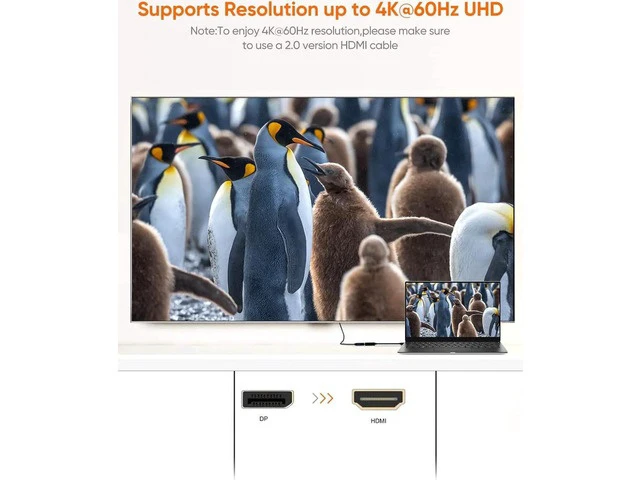 Alt view image 4 of 7 - Active DP to HDMI 4K 60Hz DisplayPort to HDMI Adapter Support UHD 4K @60Hz Audio/Video Eyefinity Multi-Screen Compatible Black
