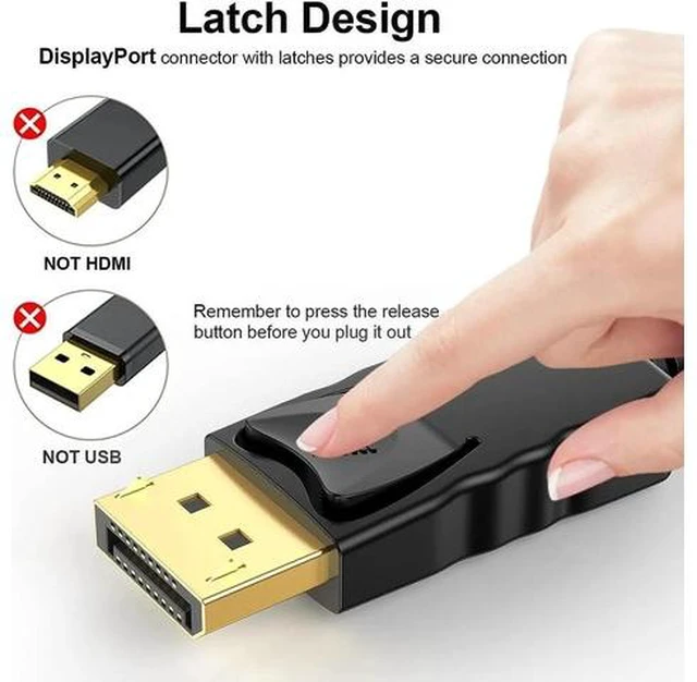 Alt view image 6 of 7 - DisplayPort to VGA Cable 6 Ft 2-Pack Display Port DP to VGA Adapter Cord Male to Male HD Video 1080P for Computer Monitor TV Projector