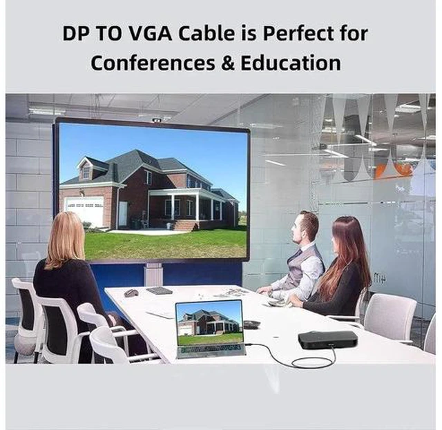 Alt view image 4 of 7 - DisplayPort to VGA Cable 6 Ft 2-Pack Display Port DP to VGA Adapter Cord Male to Male HD Video 1080P for Computer Monitor TV Projector