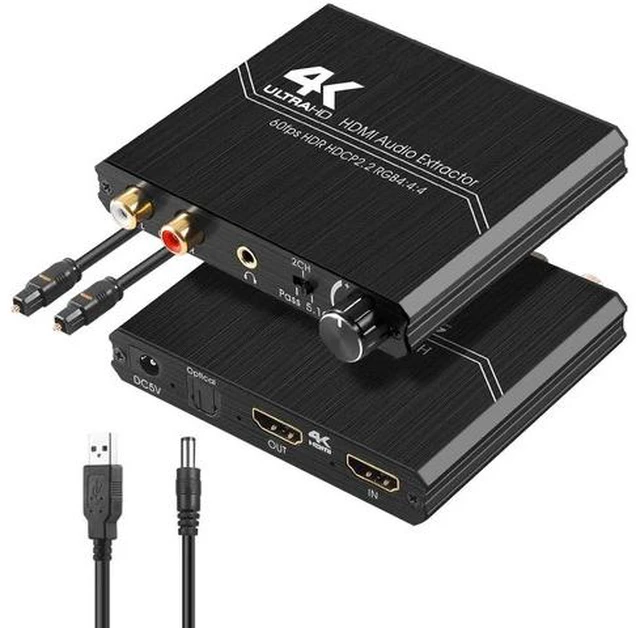 Main image of HDMI Audio Extractor Adapter 4K HDMI to HDMI with Optical SPDIF 3.5mm Stereo L/R Audio Converter Volume Control 4K/60Hz 4:4:4 HDR