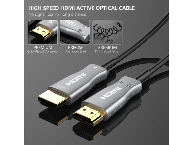 Alt view image 3 of 7 - Fiber Optic HDMI Cable, 1M/2M/3M/5M/10/20/30/50M Light Speed HDMI2.0b Cable - 4K 60hz(4:4:4/4:2:2/4:2:0, ARC, HDR, HDCP2.2, 3D, UHD) - 4:4:4/4:2:2/4:2:0, HDR, HDCP2.2, ARC, 3D, 1M/3.3ft