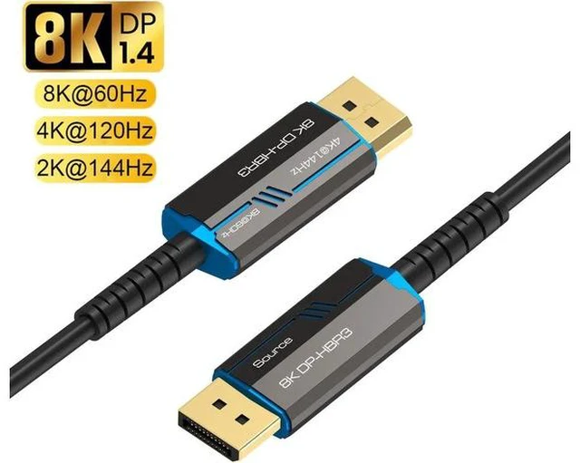 Main image of Fiber 8K 4K DisplayPort Cable DP 1.4 HBR3 8K@60Hz 4K@144Hz High Speed 32.4Gbps Optical Fiber Slim and Flexible DP to DP Cable 5m 16ft