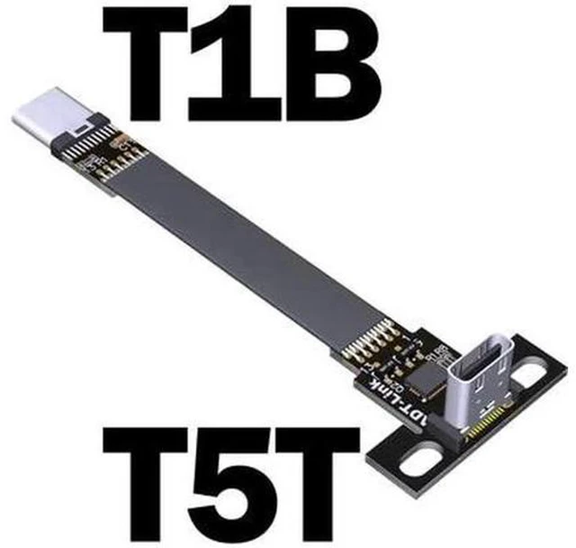 Main image of ADT USB 3.1 Type-C Male to Type C Female Up/Down Angle USB Data Sync Charge Cable USB-C Connector Adapter FPC FPV Flat Cord(T5T-T1B w Chip)(25cm)