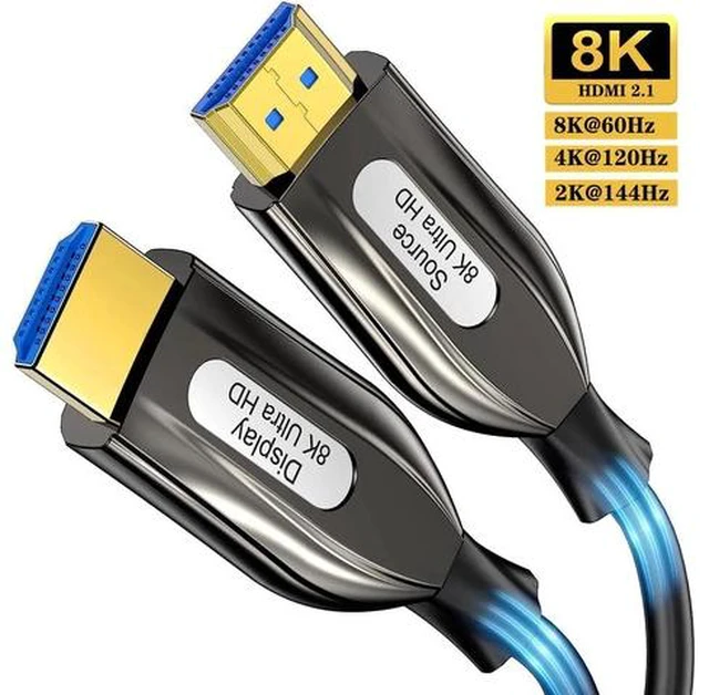 Main image of 8k 4k Long HDMI Fiber Optic Cable 16 FT, Certified 48Gbps Ultra High Speed HDMI 2.1 Cable 4k 120Hz 144Hz 8k 60Hz 12bit ARC eARC DTS:X Dolby Atmos HDR10 Compatible for Gaming PC Xbox