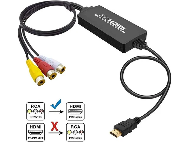 Alt view image 5 of 7 - RCA to HDMI Converter AV to HDMI Video Converter Compatible with Xbox Wii NES N64 PS ONE PS2 PS3 Sega Genesis VHS VCR DVD Players 1080P Composite to HDMI Video Converter Cable