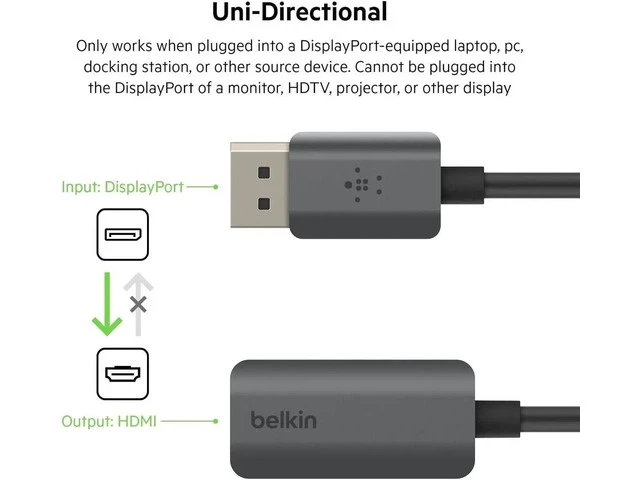 Alt view image 4 of 7 - HDMI to DisplayPort Adapter DisplayPort 1.2 to HDMI 2.0 Converter - Compatible with 4K 60fps HDR & HDR10 Monitors Projectors and HDTVs - Uni-Directional DisplayPort to HDMI Adapter Cable