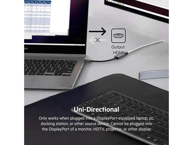 Alt view image 7 of 7 - HDMI to DisplayPort Adapter DisplayPort 1.2 to HDMI 2.0 Converter - Compatible with 4K 60fps HDR & HDR10 Monitors Projectors and HDTVs - Uni-Directional DisplayPort to HDMI Adapter Cable