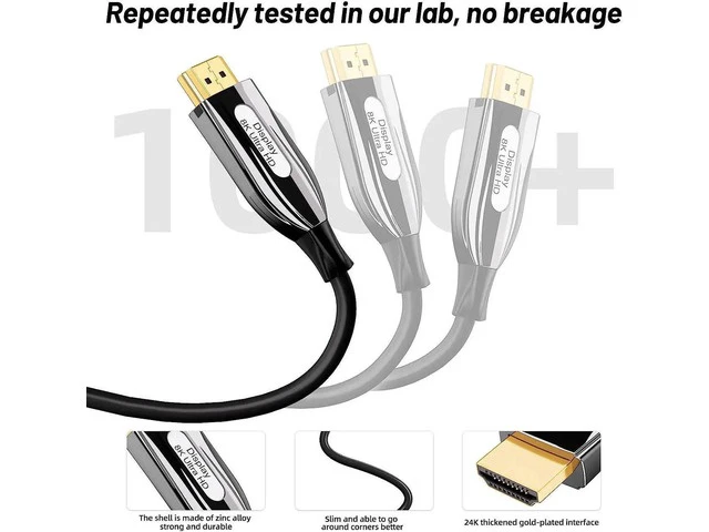 Alt view image 6 of 7 - 8k 4k Long HDMI Fiber Optic Cable 16 FT, Certified 48Gbps Ultra High Speed HDMI 2.1 Cable 4k 120Hz 144Hz 8k 60Hz 12bit ARC eARC DTS:X Dolby Atmos HDR10 Compatible for Gaming PC Xbox