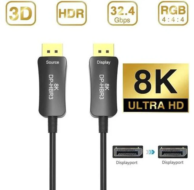 Main image of DisplayPort Cable, 8K DP Cable -(4K@144Hz, 8K@60Hz, 2K@165Hz) Gold-Plated DP to DP Cable Ultra High Speed Display Port Cable for Laptop PC TV etc- Gaming Monitor Cable - 10m 33ft
