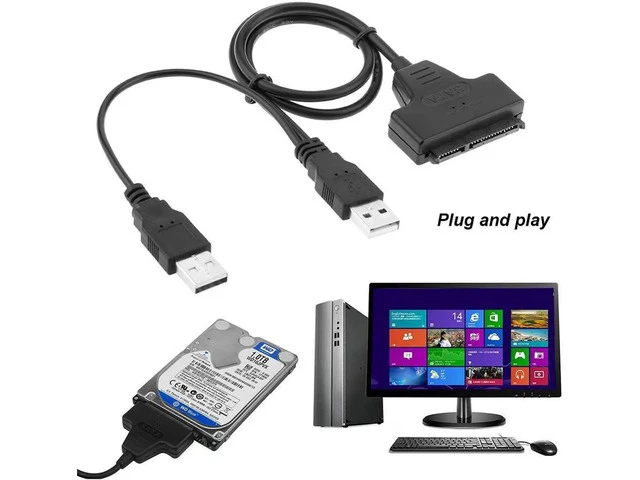 Alt view image 5 of 5 - to Dual USB3.0 2.0 Powered 22 Pin Hard Drive USB 3.0 Cable High Speed Adapter Cable for External 2.5 inch HDD SSD