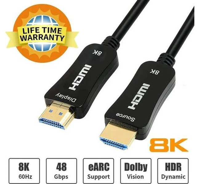 Main image of 8K HDMI Fiber Optic Cable 30ft, (Certified) 48Gbps Ultra High Speed HDMI 2.1 Cable, Rated CL3, 8K@60Hz 4K@120Hz, eARC HDCP 2.2 & 2.3 Compatible with PS5, Xbox Series X, SoundBar, Apple TV 4K