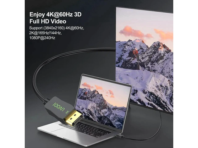 Alt view image 7 of 7 - DisplayPort Cable 6FT 2-Pack DP to DP Cable 4K@60Hz 1440p@144Hz/165Hz Display Port Cord for Monitor Computer Laptop PC Graphics Card