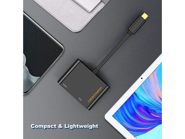 Alt view image 5 of 6 - USB C to HDMI VGA Adapter Type C to VGA to USB C Thunderbolt 3 for Dual Monitor Adapter Compatible with iPhone 15 Plus/15 Pro Max Galaxy S22 Ultra MacBook Pro 2020 iPad Pro 2020