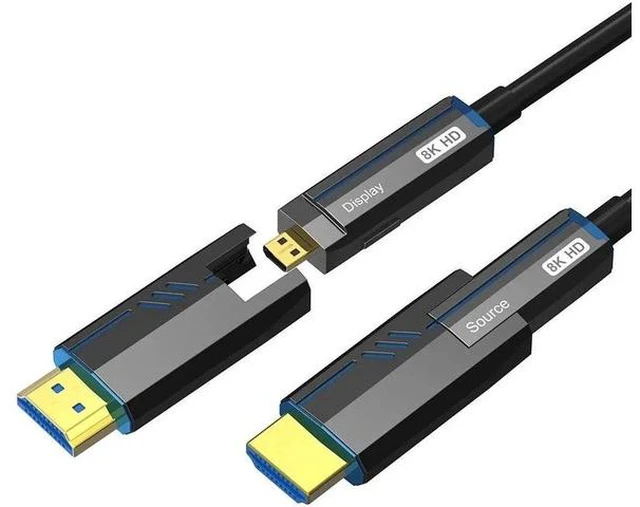 Main image of 8K Fiber Micro HDMI Cable with Detachable HDMI Adapter, 16ft Long Fiber Optic HDMI 2.1 Cable Support 48Gbps, 8K 60Hz, 4K 120Hz, Dynamic HDR, eARC, HDCP2.2/2.3 Compatible with PS5, Xbox, RTX 3090