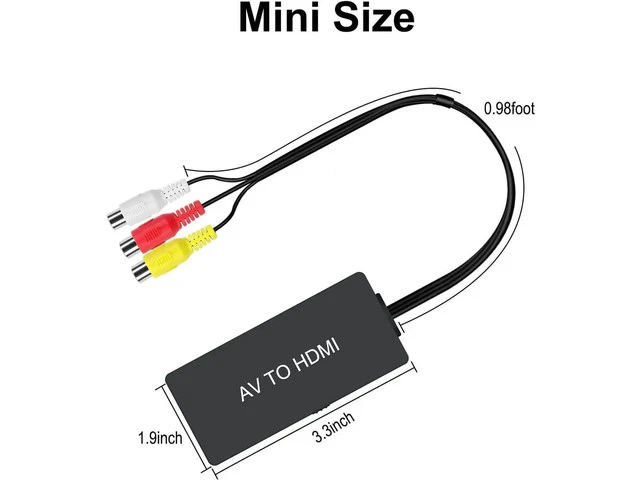 Alt view image 5 of 6 - RCA to HDMI Converter AV to HDMI Adapter Composite to HDMI Support 1080P PAL/NTSC Compatible with WII/WII U/PS one/PS2/PS3/STB/Xbox/VHS/VCR/Blue-Ray DVD ect.