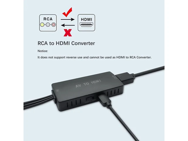 Alt view image 6 of 6 - RCA to HDMI Converter AV to HDMI Adapter Composite to HDMI Support 1080P PAL/NTSC Compatible with WII/WII U/PS one/PS2/PS3/STB/Xbox/VHS/VCR/Blue-Ray DVD ect.