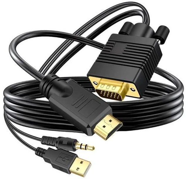Alt view image 2 of 6 - VGA (Sources) to HDMI(Display) Cable 6ft with Audio VGA Male to HDMI Male Adapter Converter Cord Cable Compatible Well Witch Computer/Projector/Laptop to Monitor/TV/Desktop