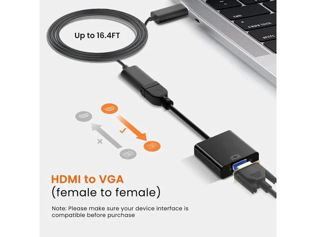 Alt view image 4 of 7 - avedio Links HDMI to VGA Adapter Active HDMI to VGA Converter (Female to Female) with Audio Support HD 1080P@60Hz TV Stick Raspberry Pi Chromebook Xbox (3.5mm Audio Cable Included)