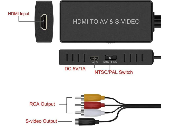 Alt view image 2 of 6 - HDMI to SVideo Converter HDMI to Audio Video Converter HDMI to RCA Adapter with Svideo Cable Support 720P/1080p for PC Laptop Xbox PS3 TV STB VHS VCR Blue-Ray DVD