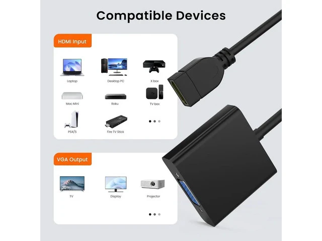 Alt view image 5 of 7 - avedio Links HDMI to VGA Adapter Active HDMI to VGA Converter (Female to Female) with Audio Support HD 1080P@60Hz TV Stick Raspberry Pi Chromebook Xbox (3.5mm Audio Cable Included)