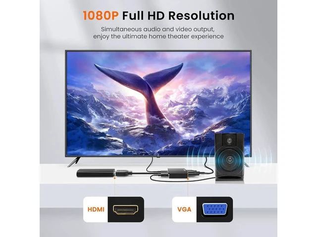 Alt view image 7 of 7 - avedio Links HDMI to VGA Adapter Active HDMI to VGA Converter (Female to Female) with Audio Support HD 1080P@60Hz TV Stick Raspberry Pi Chromebook Xbox (3.5mm Audio Cable Included)