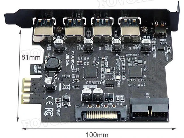 Alt view image 2 of 5 - Express USB 3.0 Expansion Card Adapter -E USB 3.0 HUB Controller with 15Pin Power Supply USB3.1 Type-C E Extender Card