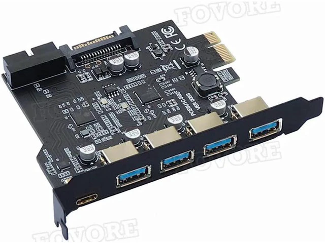 Alt view image 4 of 5 - Express USB 3.0 Expansion Card Adapter -E USB 3.0 HUB Controller with 15Pin Power Supply USB3.1 Type-C E Extender Card