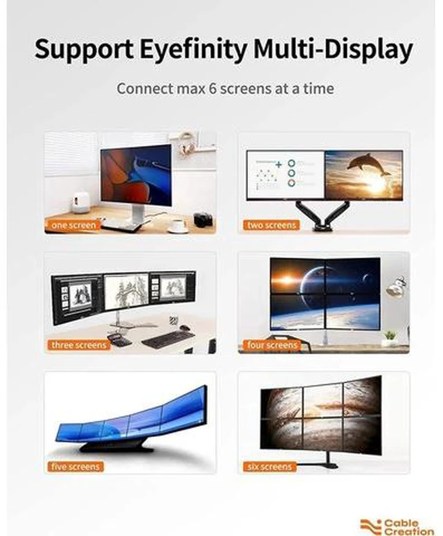 Alt view image 3 of 6 - Active DP to HDMI Adapter HDR 4K@60Hz 2K@144Hz 1080P@144Hz Braided DisplayPort 1.4 to HDMI 4K Converter (Male to Female) Support Eyefinity Multi-Display Aluminum
