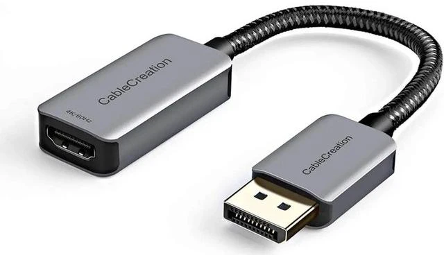Alt view image 4 of 6 - Active DP to HDMI Adapter HDR 4K@60Hz 2K@144Hz 1080P@144Hz Braided DisplayPort 1.4 to HDMI 4K Converter (Male to Female) Support Eyefinity Multi-Display Aluminum