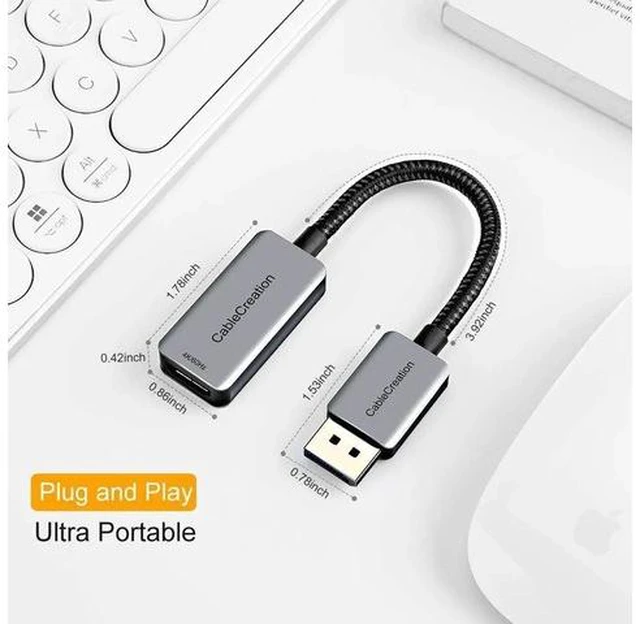 Alt view image 5 of 6 - Active DP to HDMI Adapter HDR 4K@60Hz 2K@144Hz 1080P@144Hz Braided DisplayPort 1.4 to HDMI 4K Converter (Male to Female) Support Eyefinity Multi-Display Aluminum