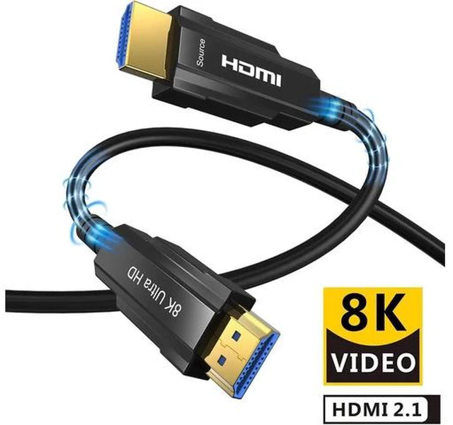 Main image of HDMI 2.1-compatible Optical Cable male to male HDMI Fiber Optic Long cable in-Wall 8K @60HZ HDR 3D HEC CEC HDCP 2.2 for HDR TV Laptop PS3 Projector Compute-100FT