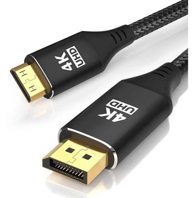Main image of 4K DisplayPort to Mini HDMI Cable 6FT DP to Mini HDMI Male Video UHD 1440P/2K@120Hz 4K@30 Nylon DP to Mini HDMI Uni-Directional Cord for Desktop AMD NVIDIA HP ThinkPad