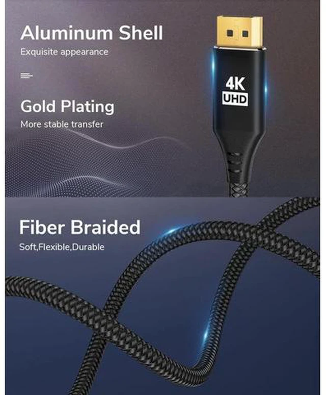 Alt view image 5 of 7 - 4K DisplayPort to Mini HDMI Cable 6FT DP to Mini HDMI Male Video UHD 1440P/2K@120Hz 4K@30 Nylon DP to Mini HDMI Uni-Directional Cord for Desktop AMD NVIDIA HP ThinkPad