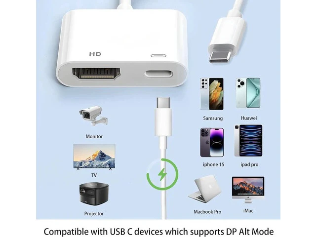 Alt view image 3 of 7 - USB C to HDMI Adapter Type C to 4K HDMI Adapter with 100W PD Multiport Digital AV Converter for MacBook Pro/air iPad Pro/air iPhone 15/16 Tablets Switch and More USB-C Devices