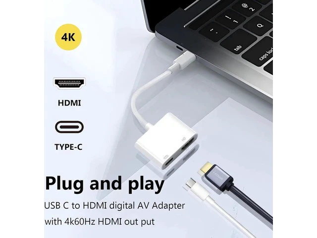 Alt view image 7 of 7 - USB C to HDMI Adapter Type C to 4K HDMI Adapter with 100W PD Multiport Digital AV Converter for MacBook Pro/air iPad Pro/air iPhone 15/16 Tablets Switch and More USB-C Devices