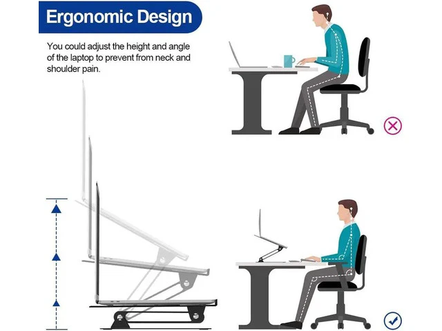 Alt view image 5 of 7 - Laptop Stand, Aluminum Foldable Computer Stand, Ergonomic Adjustable Laptop Riser Compatible with All Laptops 10-17" MacBook Pro, iPad Air(Z19-Black)