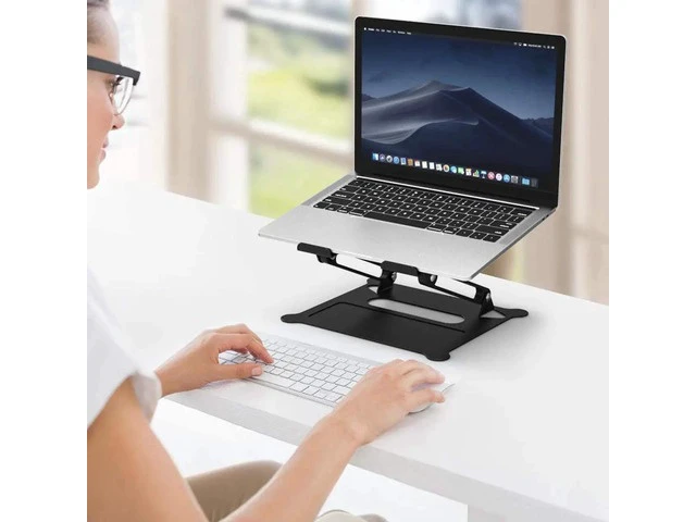 Alt view image 7 of 7 - Laptop Stand, Aluminum Foldable Computer Stand, Ergonomic Adjustable Laptop Riser Compatible with All Laptops 10-17" MacBook Pro, iPad Air(Z19-Black)