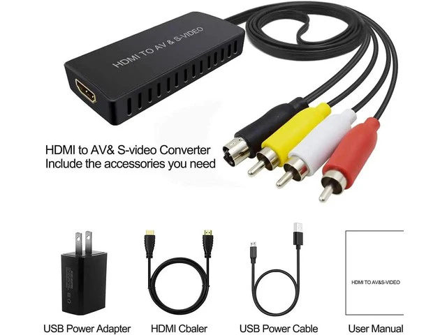 Alt view image 6 of 6 - HDMI to SVideo Converter HDMI to Audio Video Converter HDMI to RCA Adapter with Svideo Cable Support 720P/1080p for PC Laptop Xbox PS3 TV STB VHS VCR Blue-Ray DVD