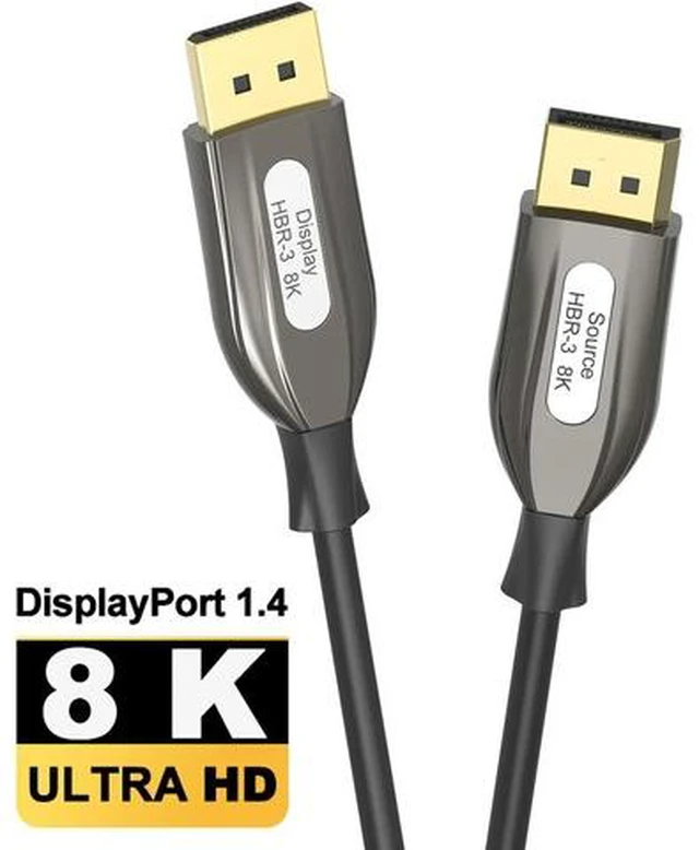Main image of DisplayPort Optical Cable 16FT- 8K 60Hz/4K 120Hz Video - Fiber Optic DisplayPort 1.4 Cable - HDR10, HBR3 - Long Ultra HD DP to DP Cord for Monitor/Display